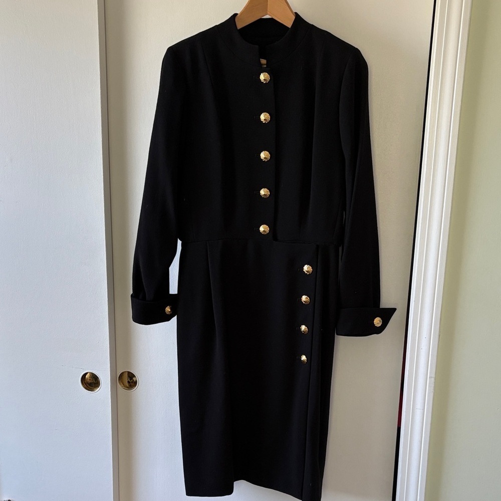 Yves Saint Laurent Encore Vintage Black Wool Crepe Dress 12 - Picture 1 of 14